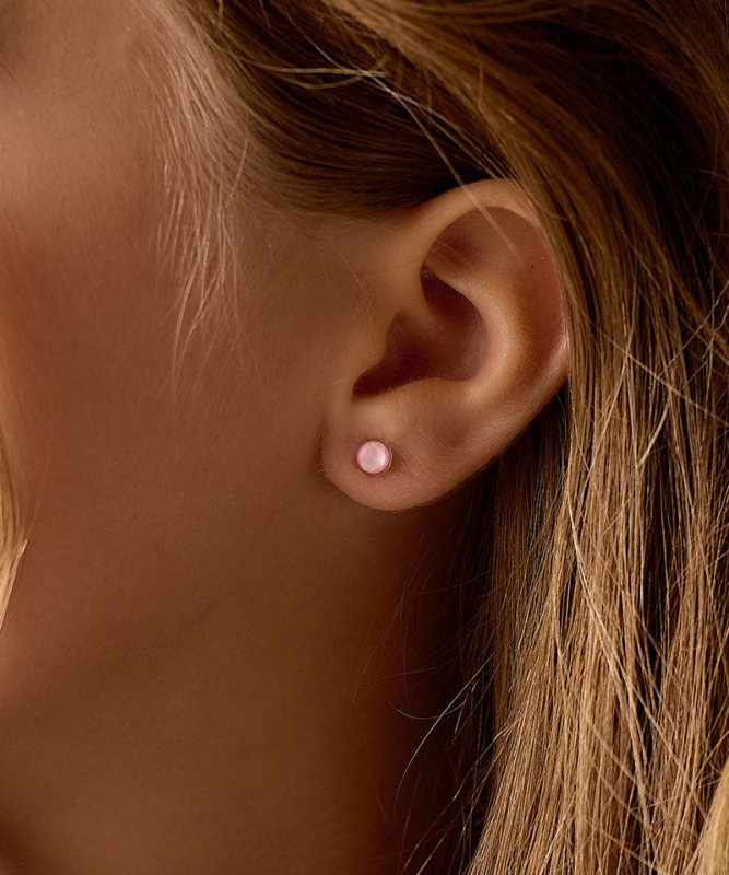 Oorbellen Blomdahl medical plastic knopje soft rose 6 mm. - Staartjes en Strikjes