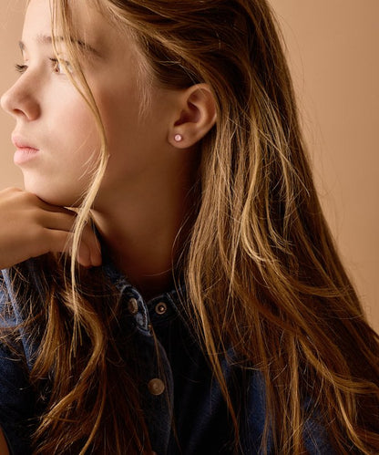 Oorbellen Blomdahl medical plastic knopje soft rose 6 mm. - Staartjes en Strikjes