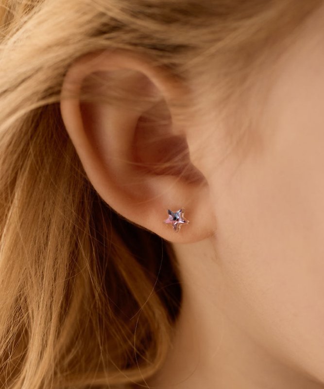 Oorbellen Blomdahl medical plastic sterretjes – Lilac Shimmer 6 mm - Staartjes en Strikjes