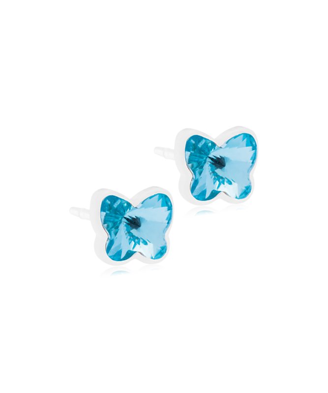 Oorbellen Blomdahl medical plastic vlindertje aqua blauw (incl. achterkantjes) - Staartjes en Strikjes