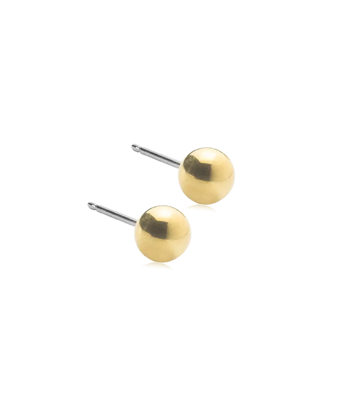 Oorbellen Blomdahl titanium bolletje goudkleurig 5 mm. (incl. achterkantjes) - Staartjes en Strikjes