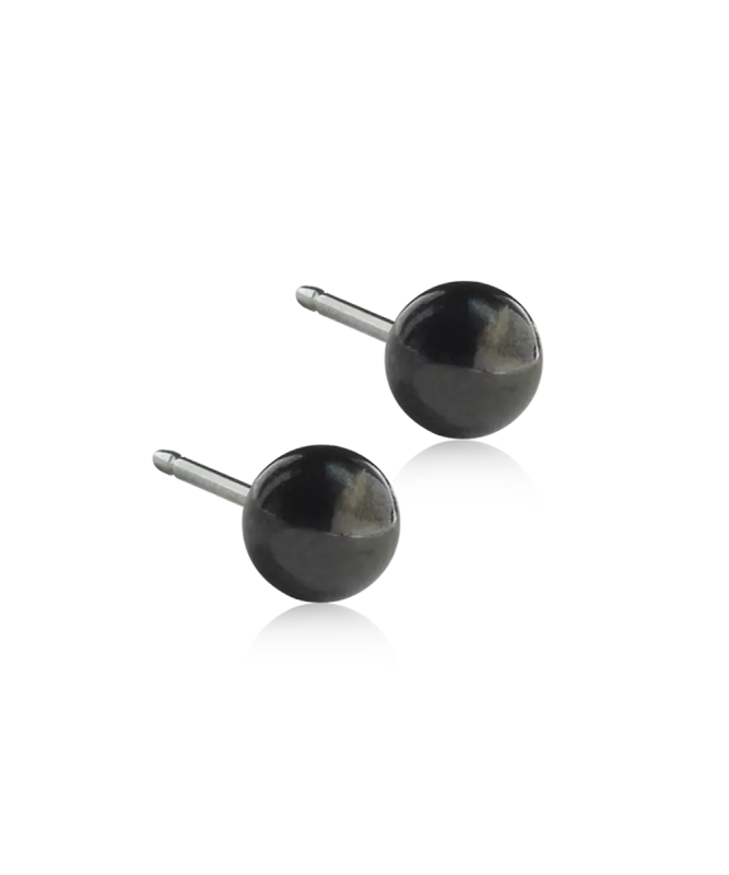 Oorbellen Blomdahl titanium bolletje zwart 5 mm.(incl. achterkantjes) - Staartjes en Strikjes