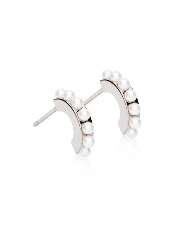 Oorbellen Blomdahl titanium boogje met crystal pearls – 10 mm - Staartjes en Strikjes