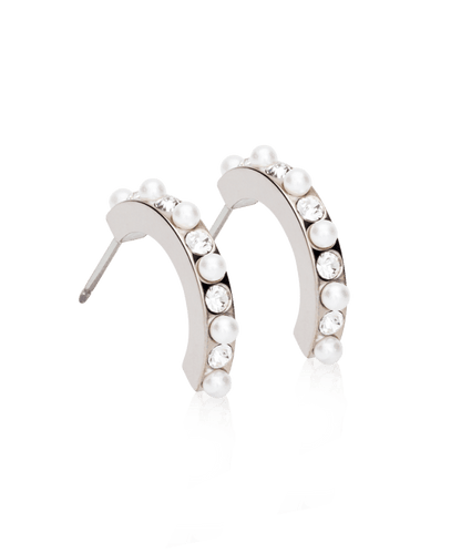 Oorbellen Blomdahl titanium boogjes – 15 mm met pareltjes/kristallen - Staartjes en Strikjes