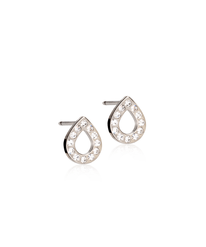 Oorbellen Blomdahl titanium druppelvorm met kristalletjes – 8 mm - Staartjes en Strikjes