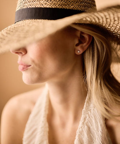 Oorbellen Blomdahl titanium goudkleurig knopje 5 mm. zirconiasteentje - Staartjes en Strikjes