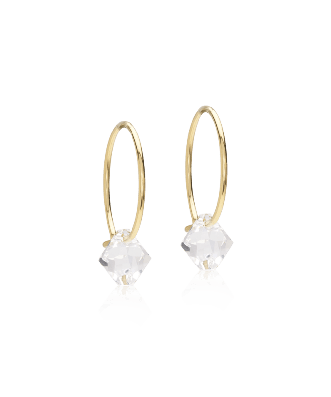 Oorbellen Blomdahl titanium goudkleurige oorringen 14 mm. bicone crystal - Staartjes en Strikjes