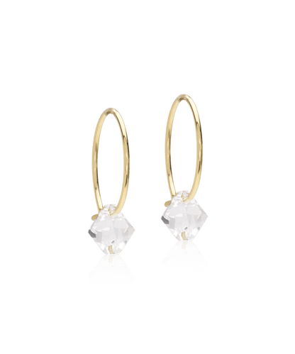 Oorbellen Blomdahl titanium goudkleurige oorringen 14 mm. bicone crystal - Staartjes en Strikjes