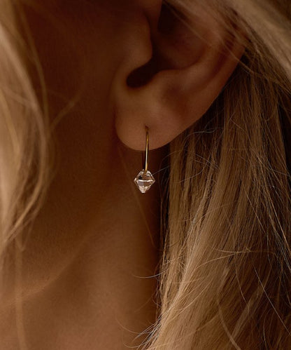 Oorbellen Blomdahl titanium goudkleurige oorringen 14 mm. bicone crystal - Staartjes en Strikjes