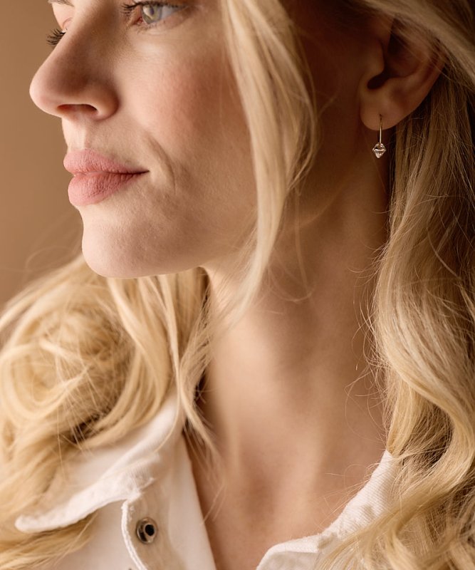 Oorbellen Blomdahl titanium goudkleurige oorringen 14 mm. bicone crystal - Staartjes en Strikjes