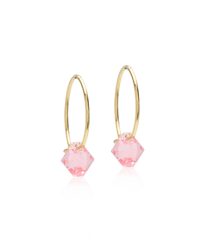 Oorbellen Blomdahl titanium goudkleurige oorringen 14 mm. bicone lichtroze - Staartjes en Strikjes