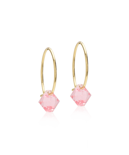 Oorbellen Blomdahl titanium goudkleurige oorringen 14 mm. bicone lichtroze - Staartjes en Strikjes