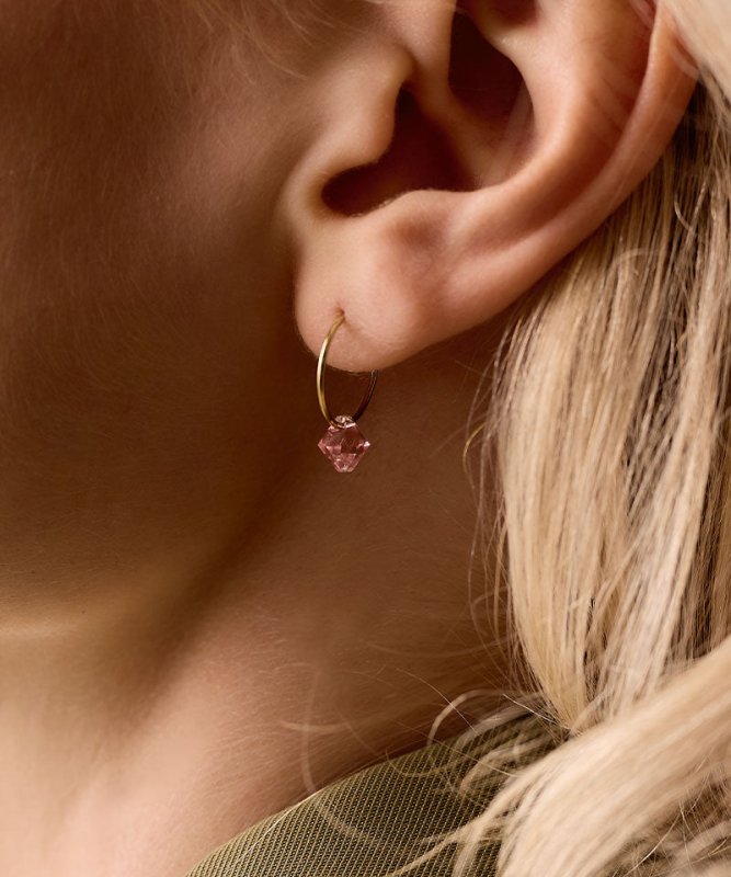 Oorbellen Blomdahl titanium goudkleurige oorringen 14 mm. bicone lichtroze - Staartjes en Strikjes