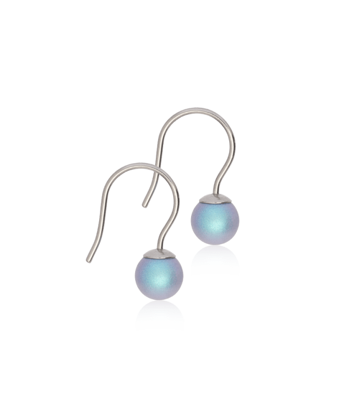 Oorbellen Blomdahl titanium hangertje parel rainbow shimmer - 6 mm. - Staartjes en Strikjes
