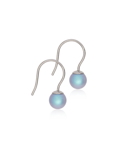 Oorbellen Blomdahl titanium hangertje parel rainbow shimmer - 6 mm. - Staartjes en Strikjes