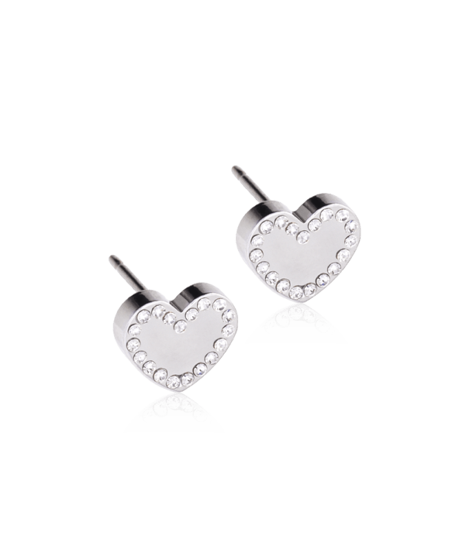 Oorbellen Blomdahl titanium hartje crystal 8 mm. (incl. achterkantjes) - Staartjes en Strikjes