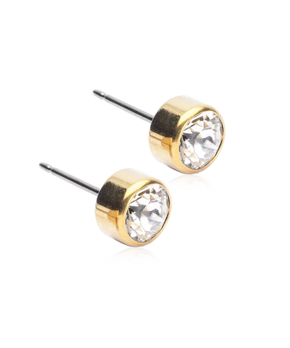 Oorbellen Blomdahl titanium knopje 6 mm. crystal (incl. achterkantjes) - Staartjes en Strikjes