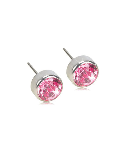 Oorbellen Blomdahl titanium knopje licht roze (incl. achterkantjes) - Staartjes en Strikjes