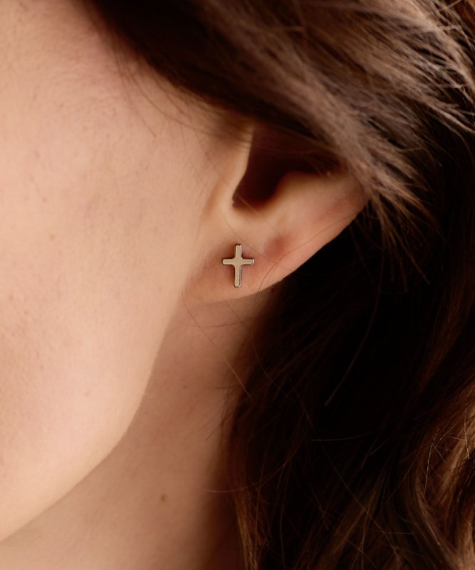 Oorbellen Blomdahl titanium kruisje – 8 mm - Staartjes en Strikjes