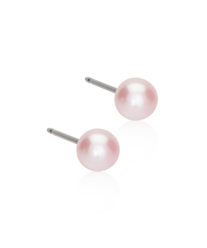 Oorbellen Blomdahl titanium met parel – lichtroze 5 mm - Staartjes en Strikjes