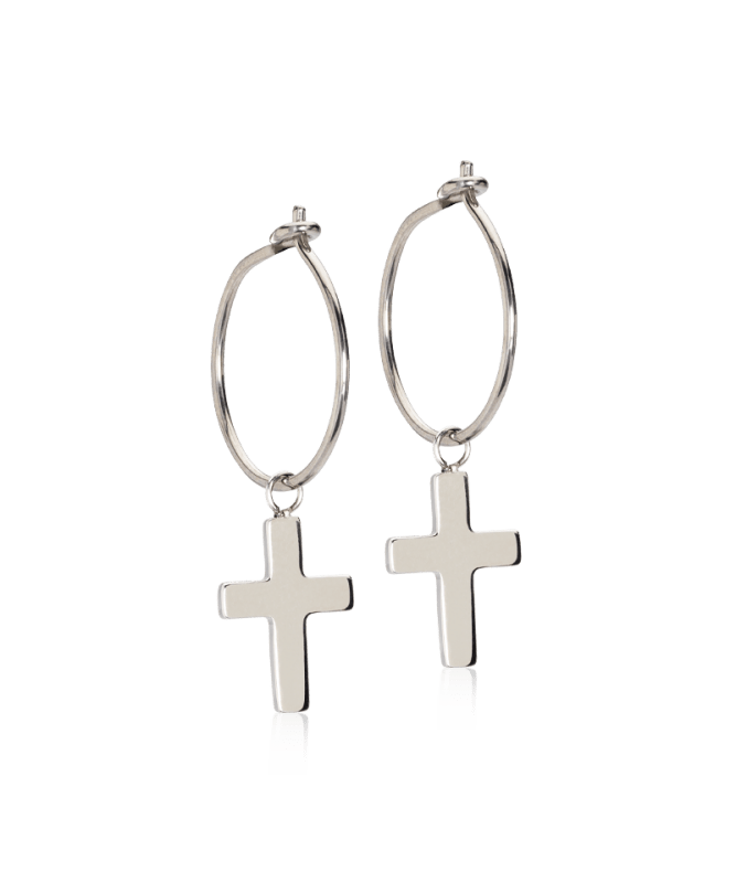 Oorbellen Blomdahl titanium oorringen 14 mm. kruisje - Staartjes en Strikjes