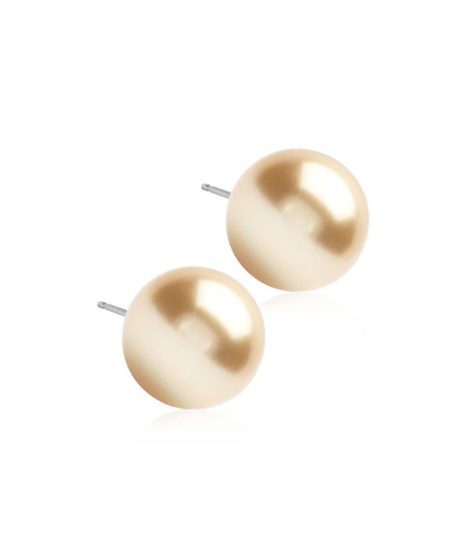 Oorbellen Blomdahl titanium parel golden shimmer 12 mm. - Staartjes en Strikjes