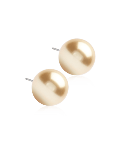 Oorbellen Blomdahl titanium parel golden shimmer 12 mm. - Staartjes en Strikjes