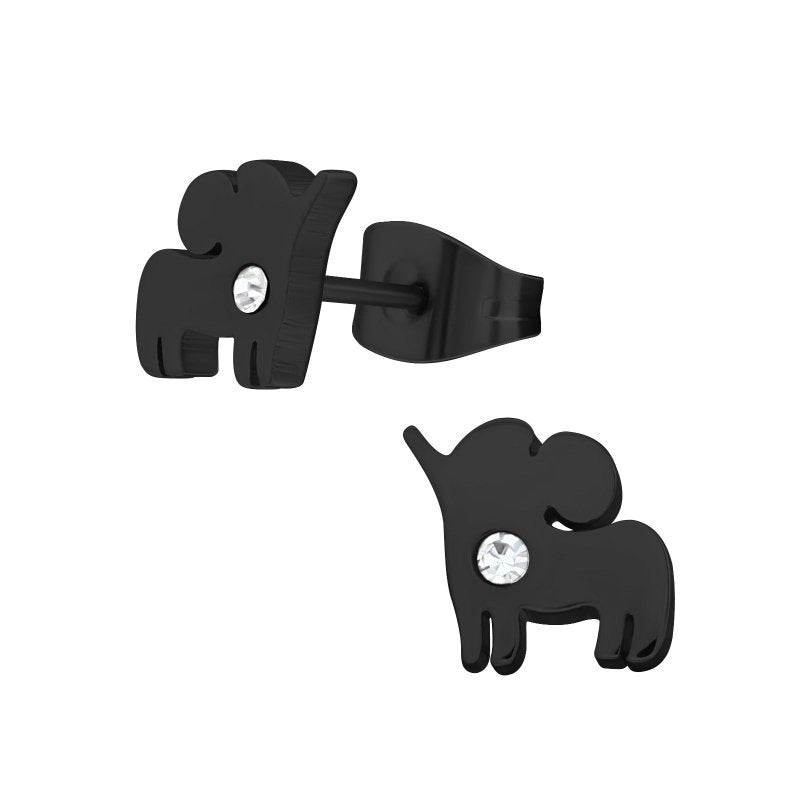 Oorbellen chirurgisch staal olifantje zwart - Staartjes en Strikjes