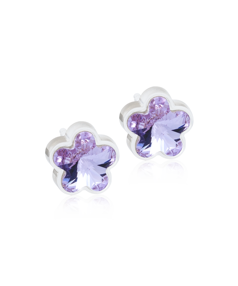 Ohrringe Blomdahl medizinische Kunststoffblumen lila (inkl. Rückseiten)