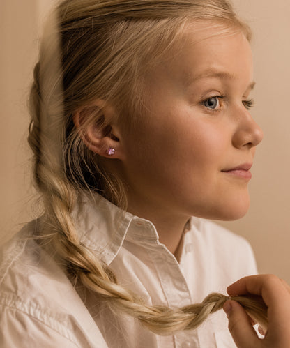 Earrings Blomdahl medical plastic flowers purple (incl. backs)