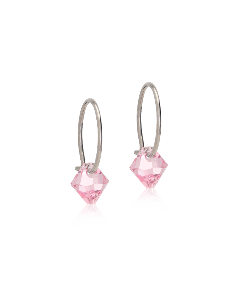 Blomdahl titanium earrings with light pink crystal – 12 mm