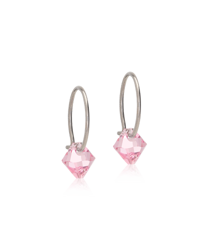 Blomdahl titanium earrings with light pink crystal – 12 mm