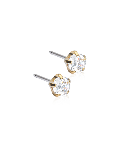 Earrings Blomdahl titanium stud gold-colored zirconia - 5 mm