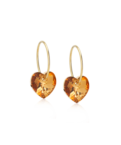 Oorbellen Blomdahl titanium goudkleurige oorringen – 14 mm kristallen hartje bronze