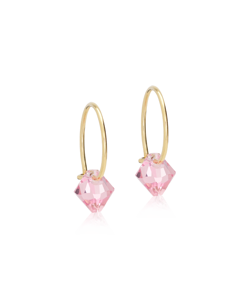 Blomdahl titanium goudkleurige oorringen met lichtroze crystal – 12 mm