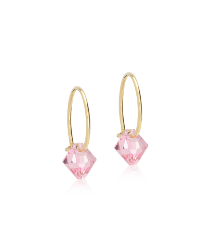 Blomdahl titanium goudkleurige oorringen met lichtroze crystal – 12 mm