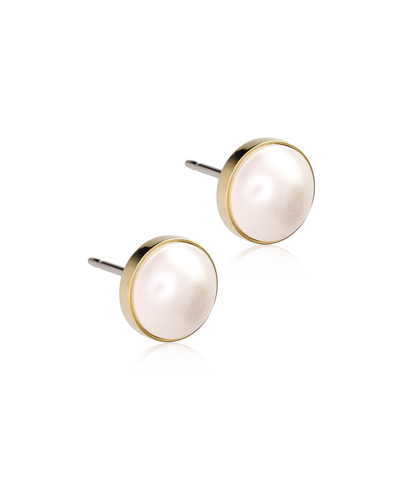 Blomdahl Titan-Ohrstecker goldfarben mit Perle – 8 mm