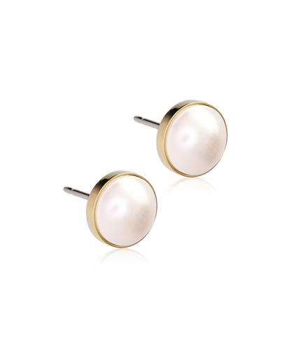 Blomdahl Titan-Ohrstecker goldfarben mit Perle – 8 mm