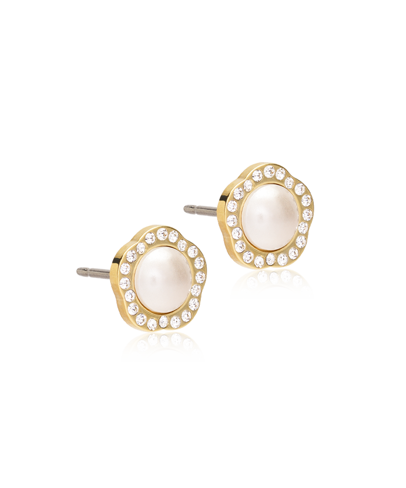 Blomdahl Titanium Studs Fancy Pearl with Crystal – 8 mm