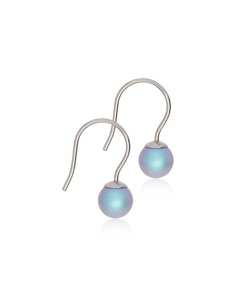 Blomdahl Titanium Pearl Rainbow Shimmer Dangle Earrings - 6 mm.