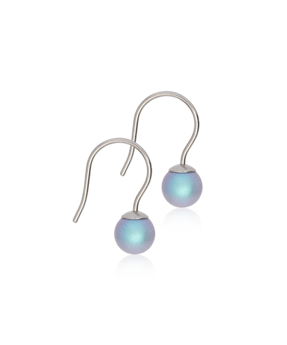Blomdahl Titanium Pearl Rainbow Shimmer Dangle Earrings - 6 mm.
