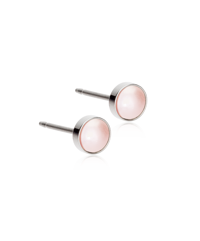 Blomdahl titanium knopjes met roze parel – 5 mm