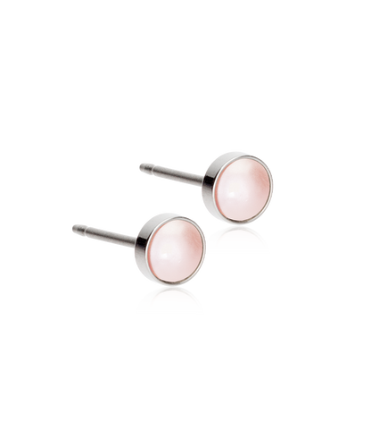 Blomdahl titanium knopjes met roze parel – 5 mm