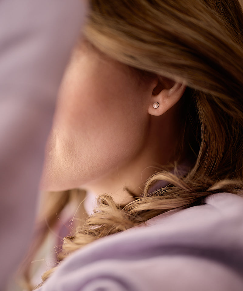 Blomdahl titanium knopjes met roze parel – 5 mm