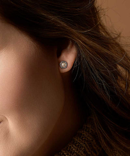Blomdahl Titanium Studs Fancy Pearl with Crystal – 8 mm