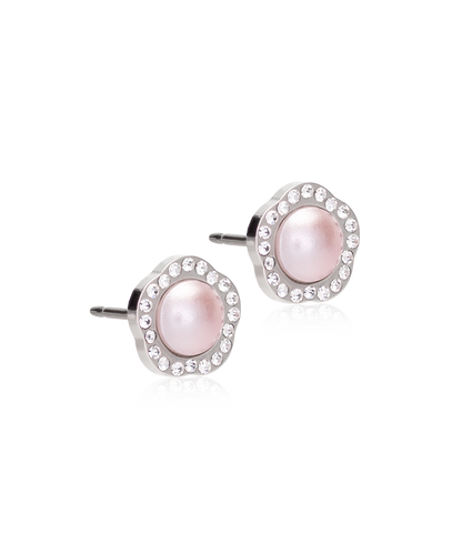 Blomdahl Titanium Studs Fancy Light Pink Pearl with Crystal – 8 mm