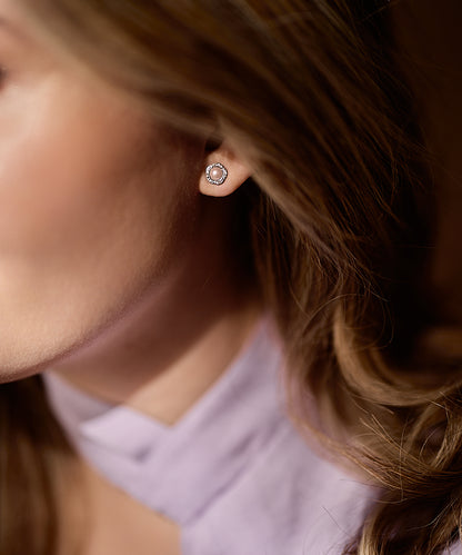 Blomdahl Titanium Studs Fancy Light Pink Pearl with Crystal – 8 mm
