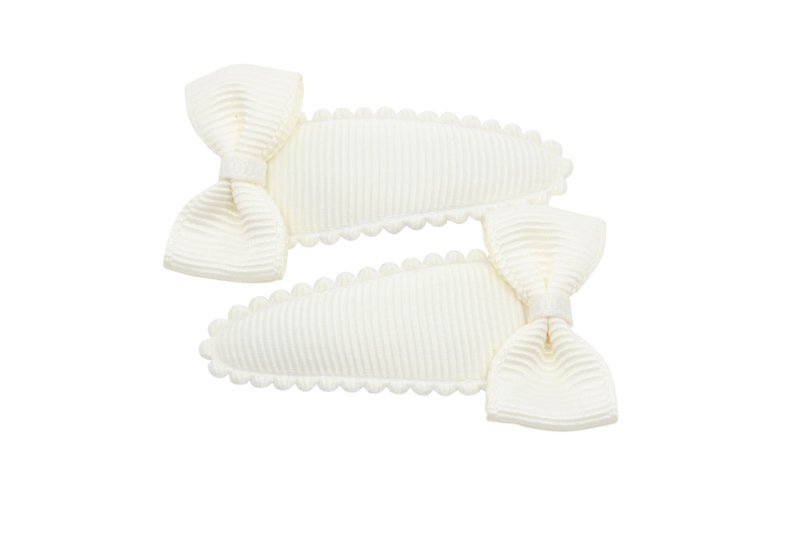 Peuter/kleuter haarspeldjes met strikjes - antiek wit/ivoor - Staartjes en Strikjes