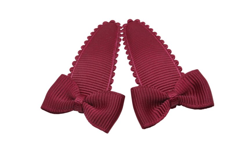 Peuter/kleuter haarspeldjes met strikjes - bordeaux rood - Staartjes en Strikjes
