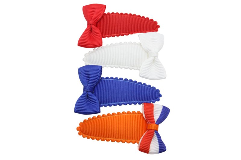 Peuter/kleuter haarspeldjes setje met strikjes Koningsdag - Staartjes en Strikjes